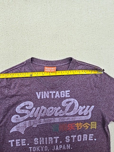 Superdry Vintage Logo Tokyo Men's L Purple Graphic Crewneck T-Shirt