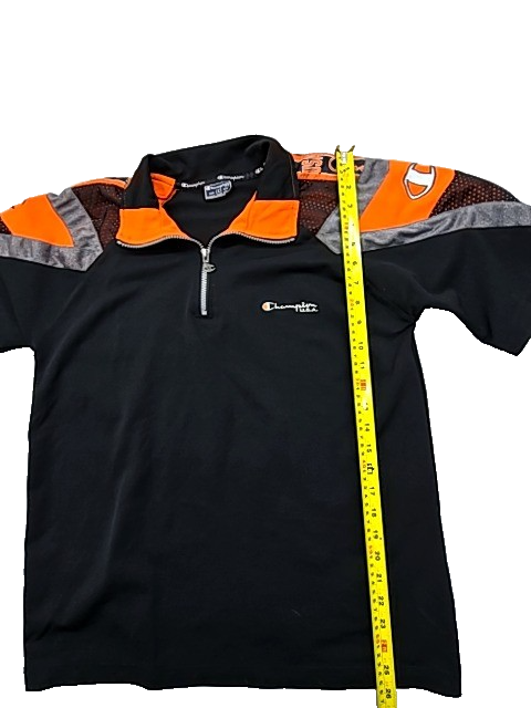 Champion Black Striped Polo Shirt Men's Size S USA