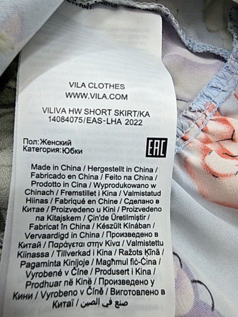 Vila Floral Frill Mini Skirt Size M Multi Women Regular