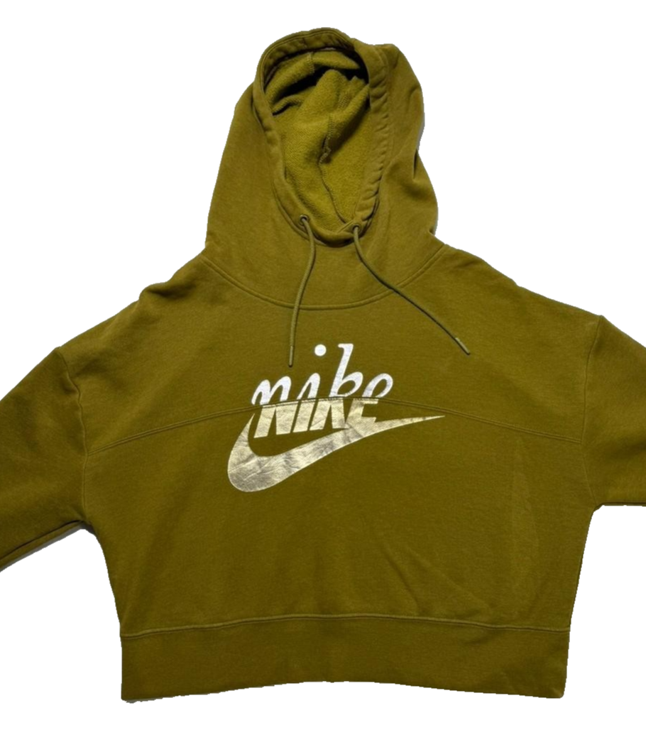 Nike Olive Green Cropped Hoodie Pullover Women's Size S