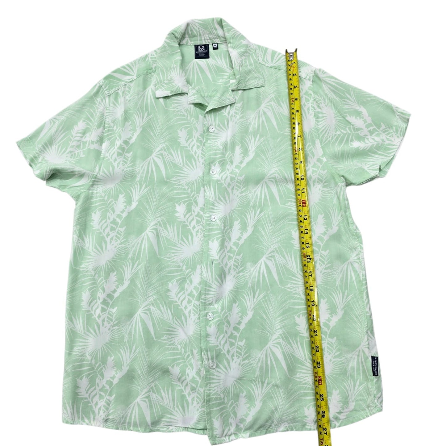 Maison Blaggio Men's Green Tropical Print Camp Collar Shirt M
