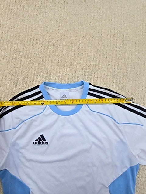 Adidas Men's M White/Light Blue Striped Climacool Soccer Jersey