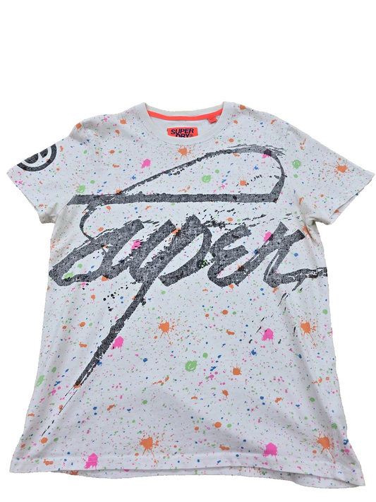 Superdry Men's White T-Shirt – Size L, Cotton