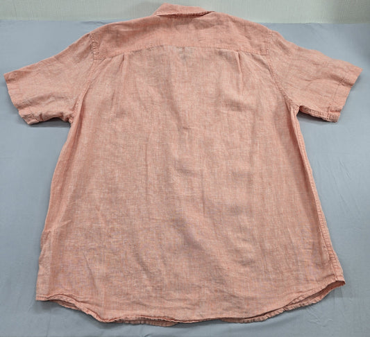 L.L.Bean Men's Peach Linen Short Sleeve Button-Down Shirt Size L