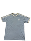 Adidas Men's Blue T-Shirt – Size L, Striped, Crew Neck