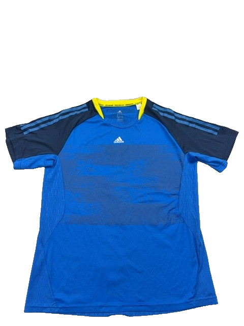 Adidas Men's Blue T-Shirt – Size M, Striped