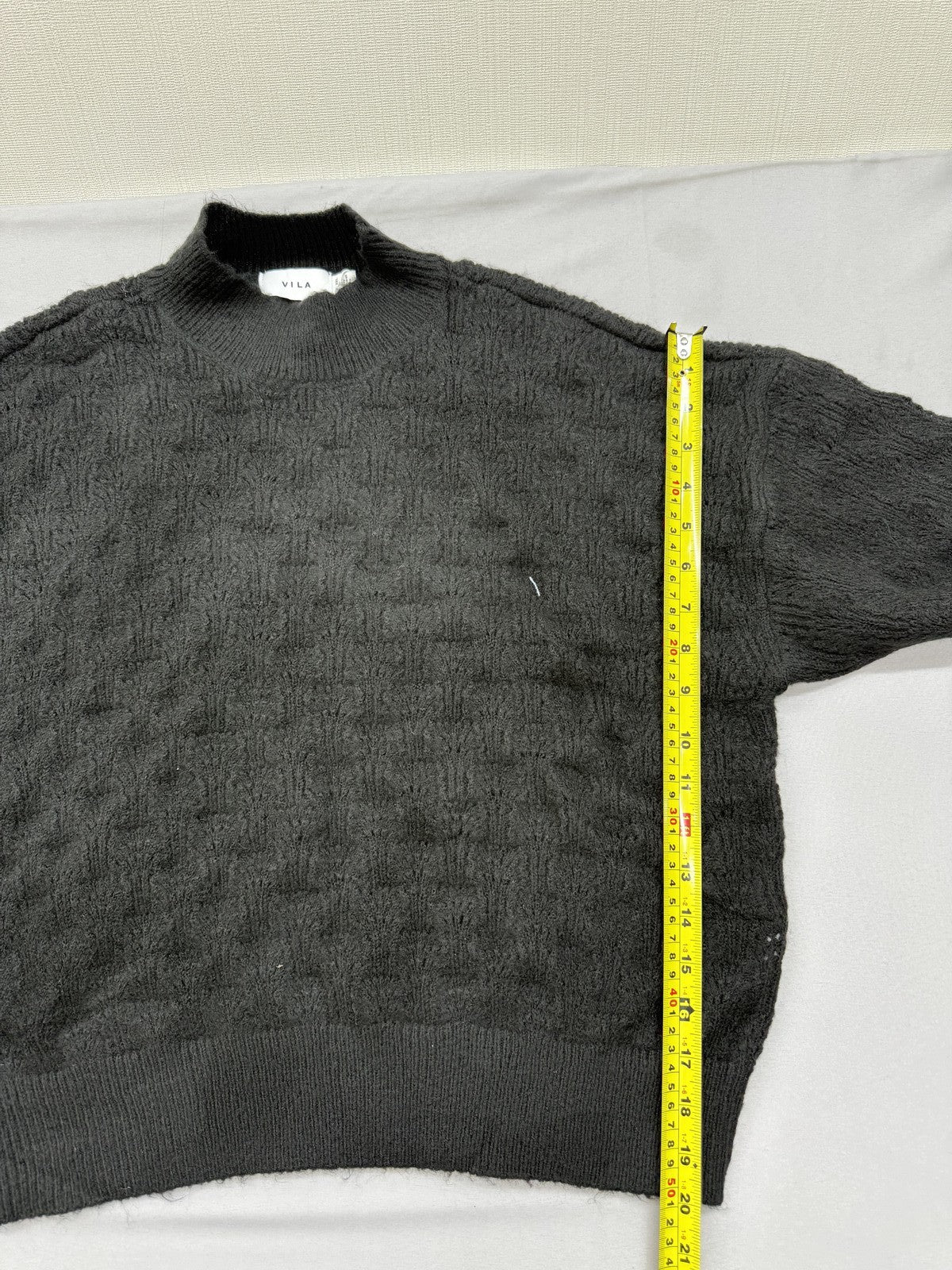 Vila Black Turtleneck Knit Sweater Women XL Long Sleeve Solid