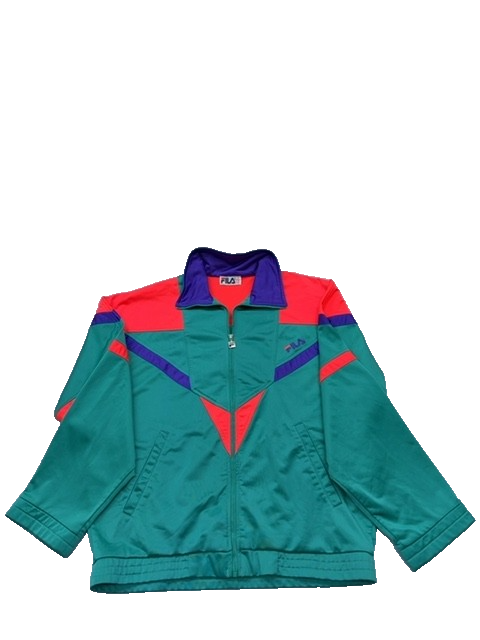 Fila Men's Color Block Track Jacket XL Green Red Purple Shiny Zipper