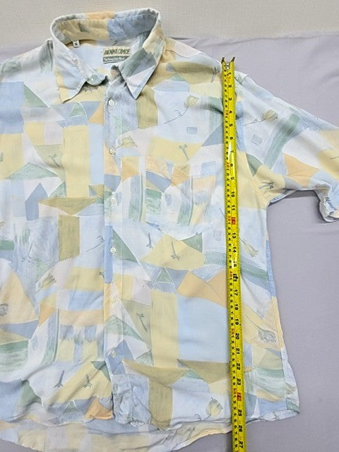 Anonima Camicie Men's Multicolor Geometric Short Sleeve Shirt XL