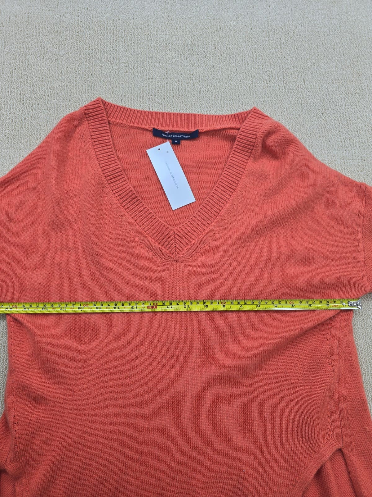 French Connection Coral V-Neck Wool Blend Sweater M