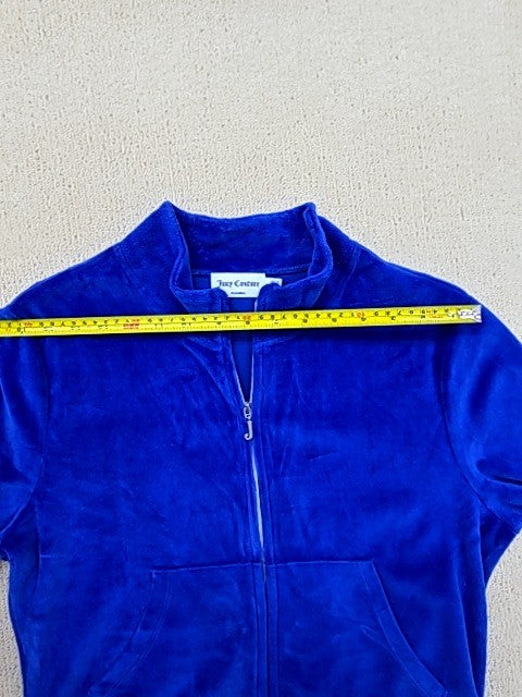 Juicy Couture Blue Velour Track Jacket Size L Signature Zipper