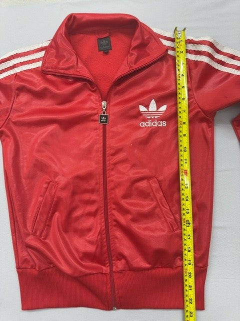 Adidas Red Track Jacket Men's M Full Zip 3-Stripes Long Sleeve