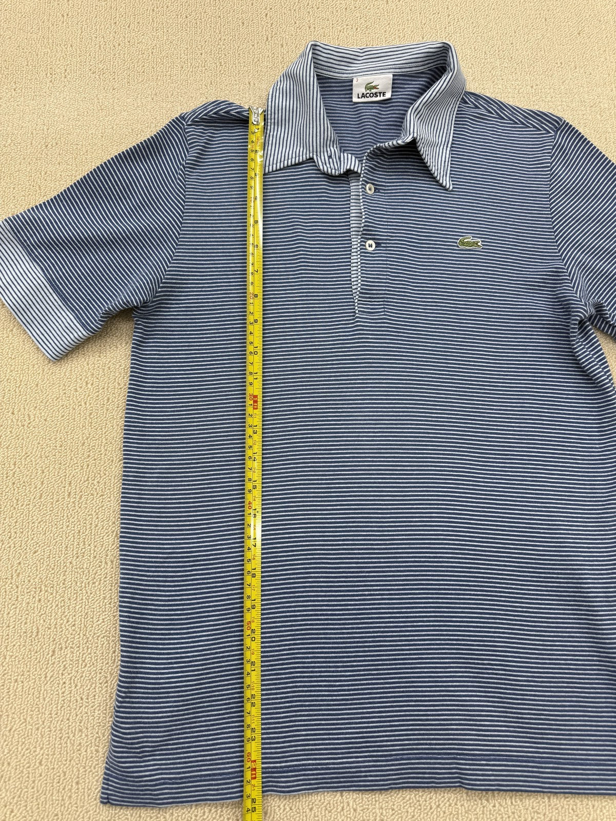 Lacoste Men's Blue White Striped Polo Sz 3 Vintage Japan Cotton DH0435