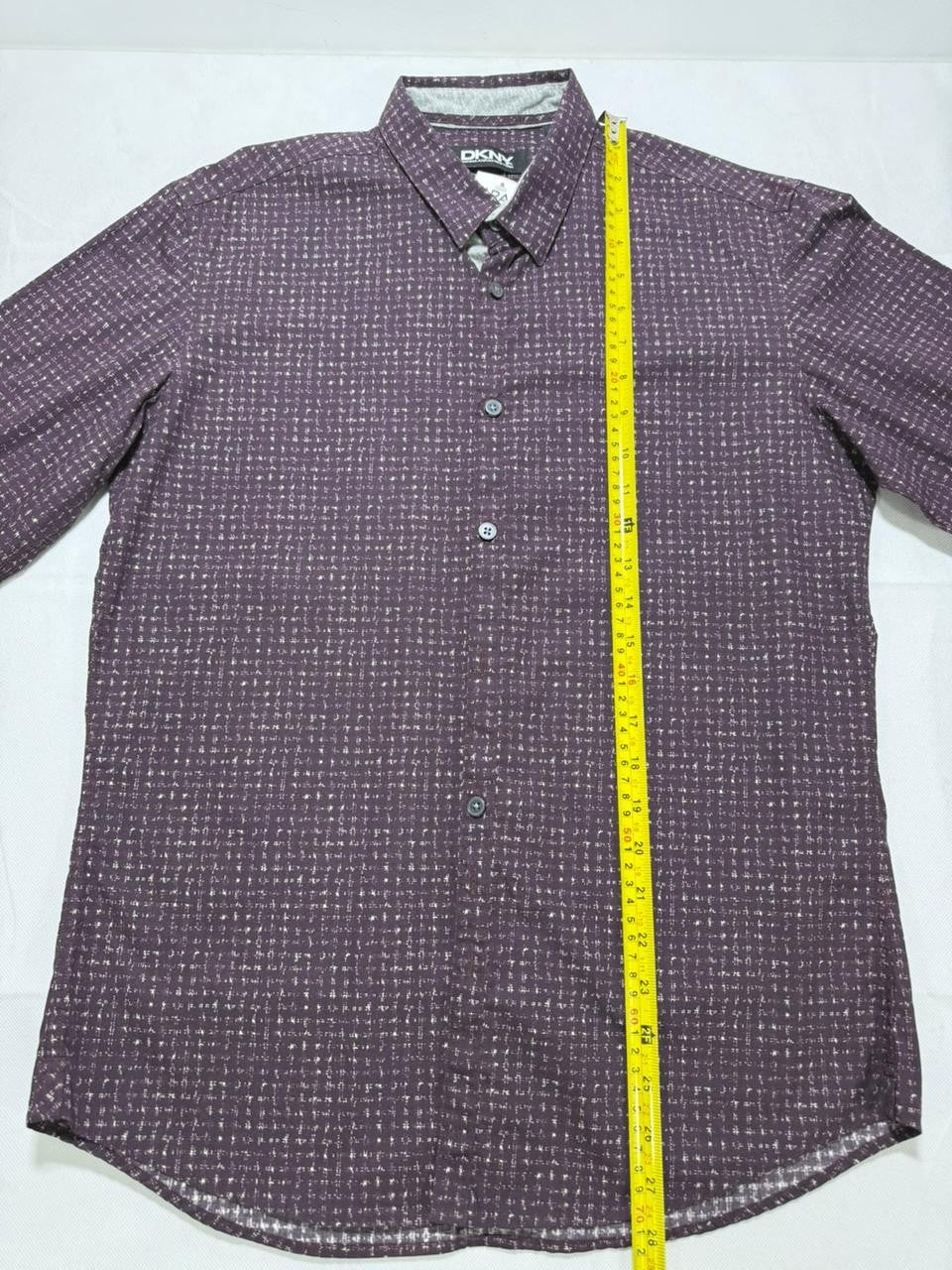 Dkny-Purple Faded Check Formal Shirt For Men Long Sleeve - 100% Cotton - Size M
