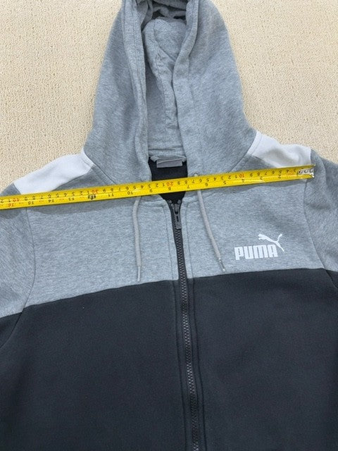 Puma Men's Black/Gray Colorblock Zip-Up Hoodie Size S Fleece
