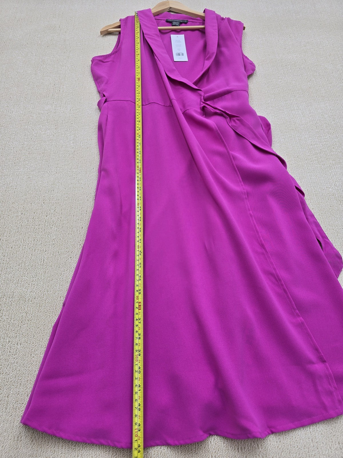 French Connection Magenta Midi Wrap Dress Size 12 Sleeveless
