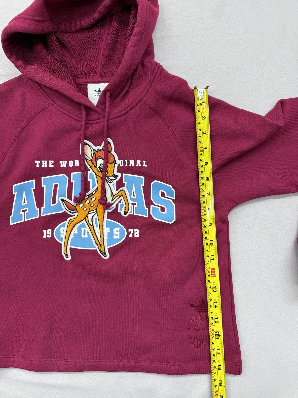 Adidas Disney Bambi Maroon Cropped Hoodie Women's L Originals