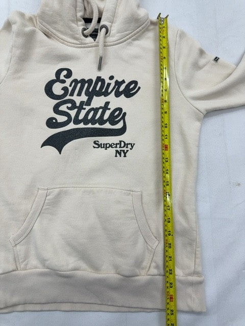 Superdry Men's Large Cream Graphic Hoodie New York Cotton Blend