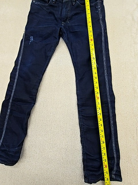 Diesel Men's Dark Blue Distressed Straight Jeans 28x34 Vintage