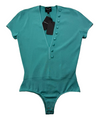 Giorgio Armani Women's Turquoise Short Sleeve Bodysuit V-Neck Size 44