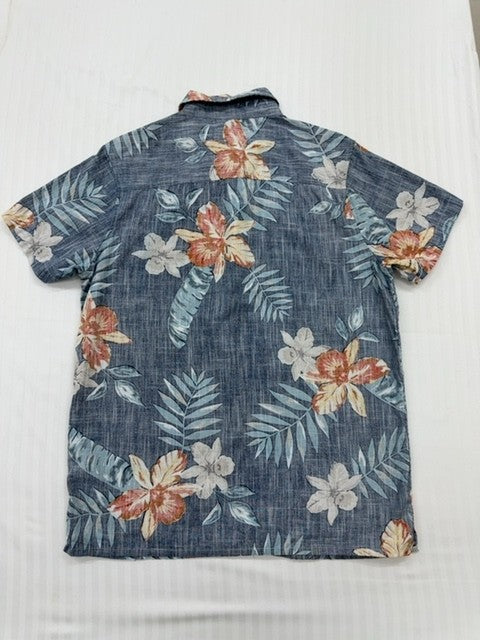Cedar Wood State Men's Blue Shirt – Size M, Floral, Cotton