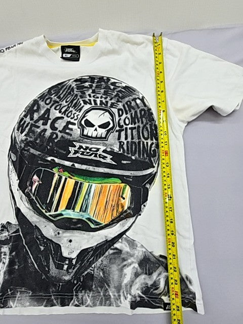 No Fear Men's White Motocross T-Shirt XL Short Sleeve Crewneck