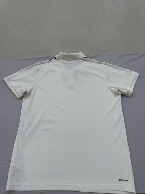 Adidas Men's White Polo Shirt – Size L, Striped