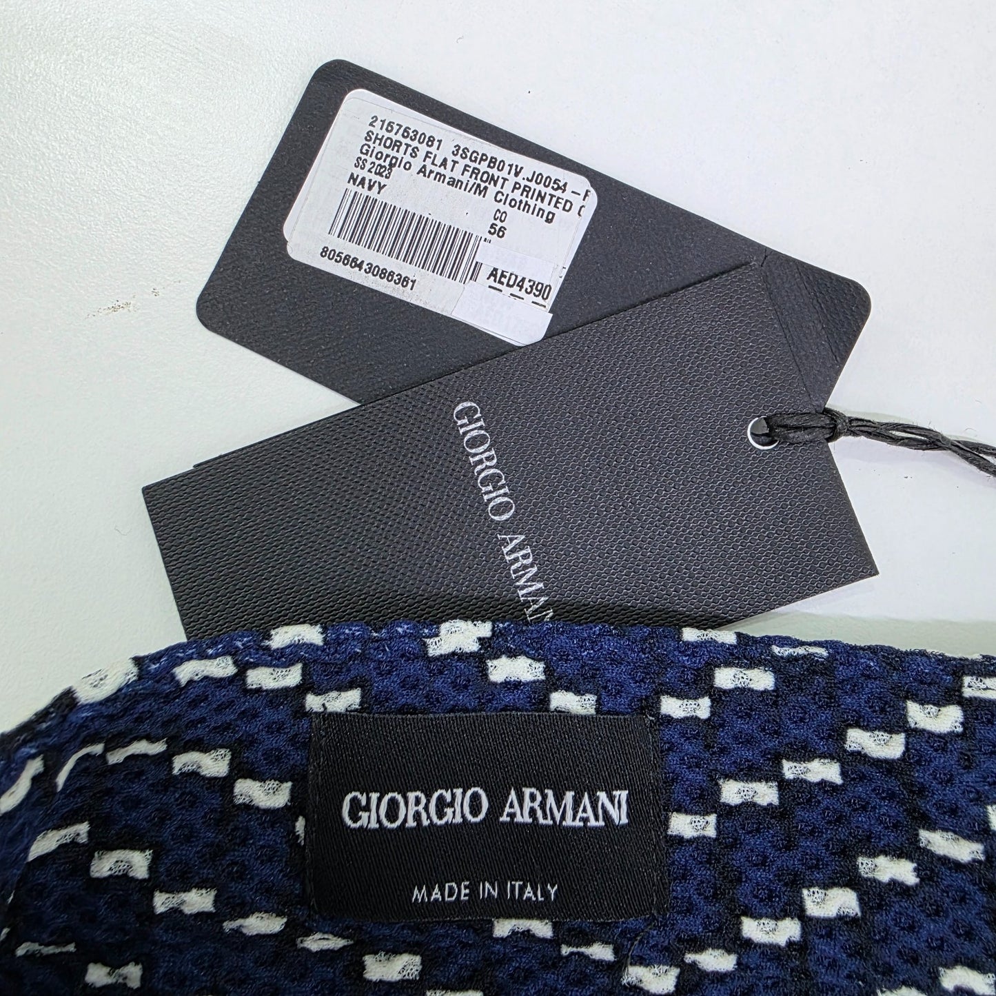 Giorgio Armani Men's Classic Bermuda Shorts All Over Printed Navy Blue 56 BNWT