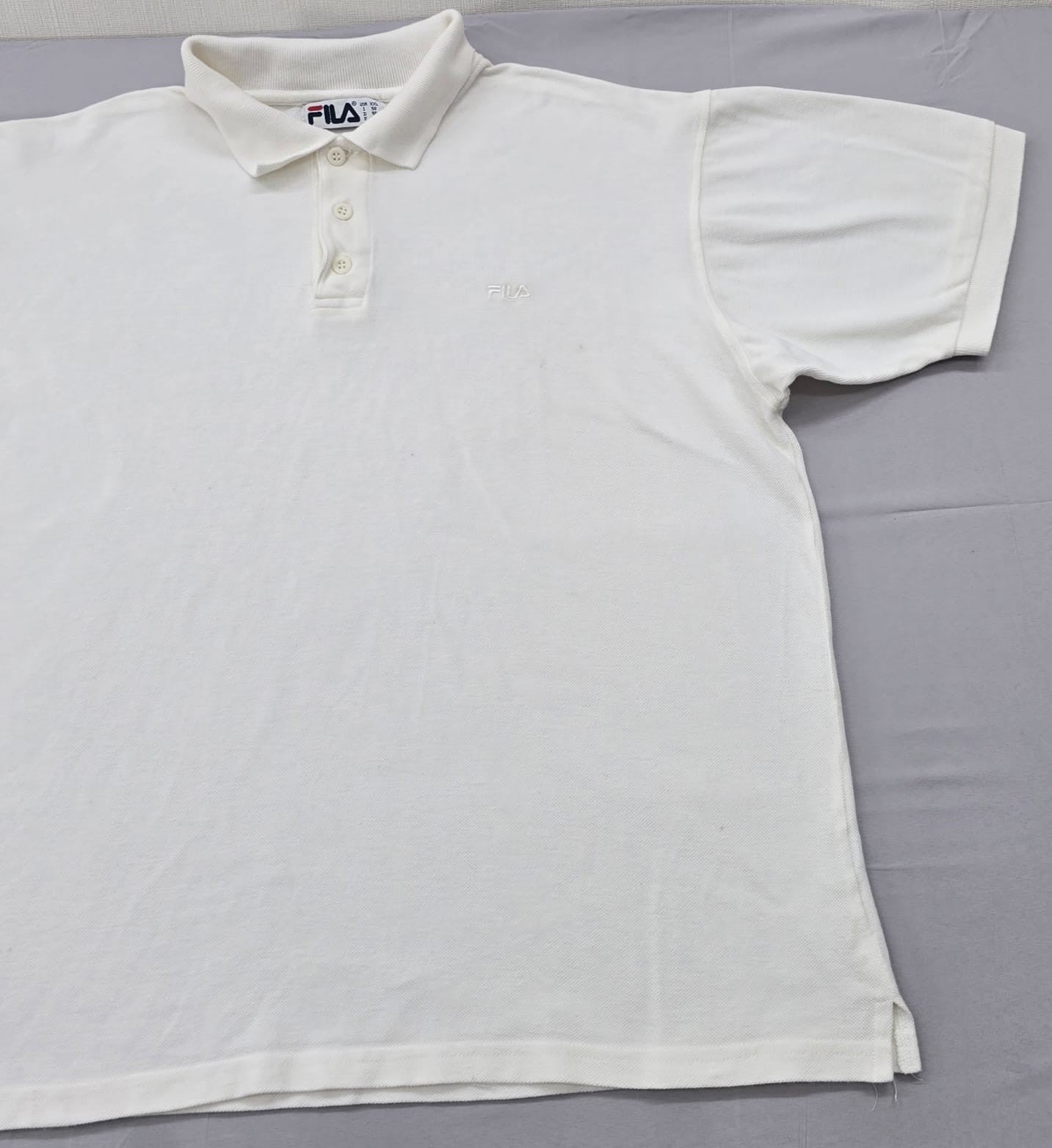 Fila Men's White Polo Shirt XL Short Sleeve Cotton Button