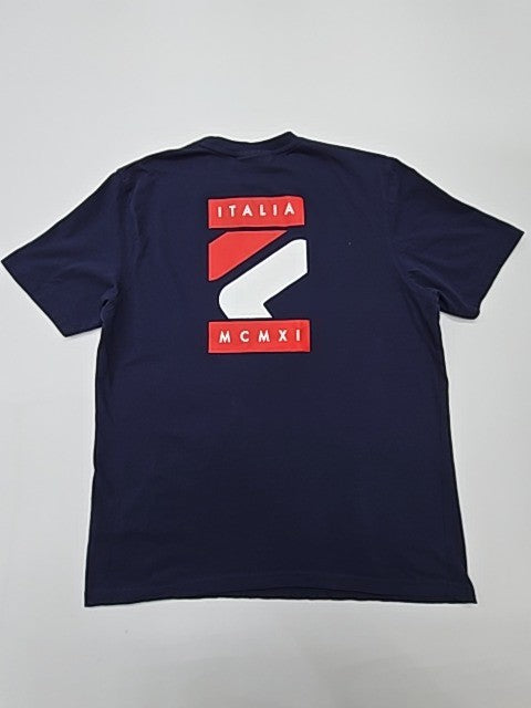 FILA Men Navy Graphic Cotton Crew Neck T-Shirt Size L - Regular Fit