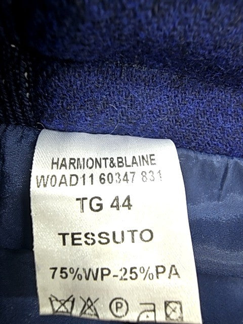 Harmont & Blaine Navy Slim Fit Cotton Pants Embroidered Dog Logo Italy