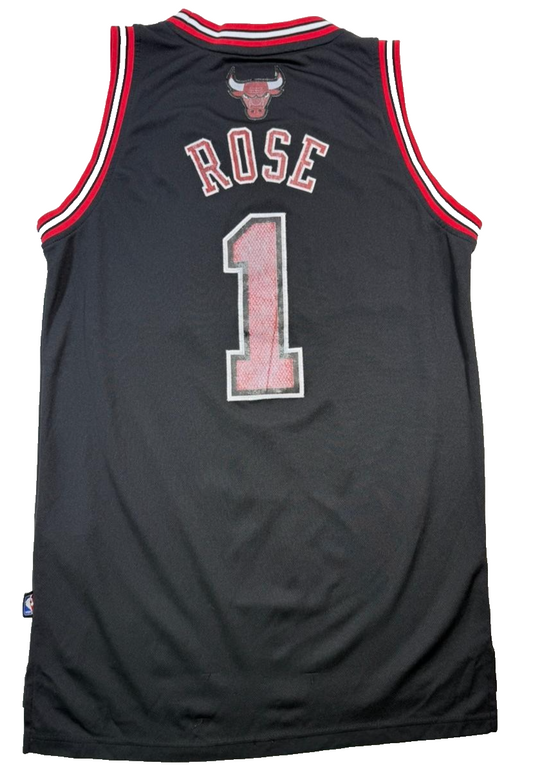 Adidas Derrick Rose Chicago Bulls #1 Alternate Black Jersey - Size S