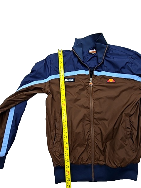 Ellesse Men's Track Jacket M Navy Brown Nylon Stripe Zipper