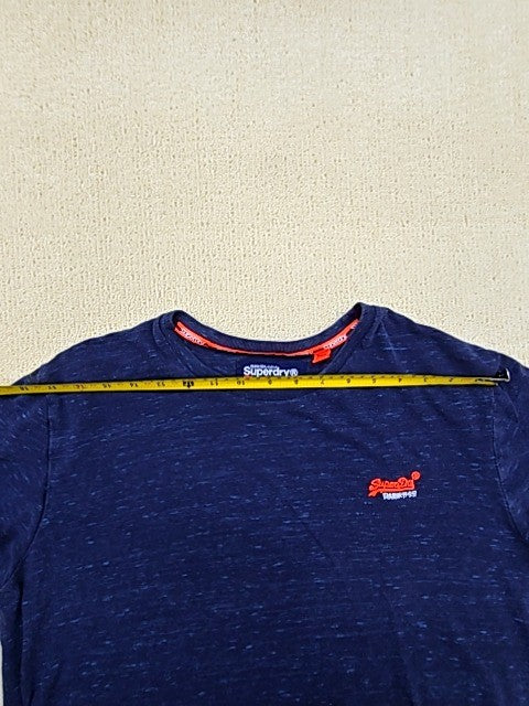 Superdry Orange Label Women's Navy Heathered T-Shirt XL Orange Trim Logo