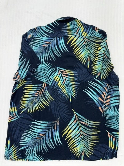 C&A Men's Navy Tropical Palms Slim Fit Shirt XXL