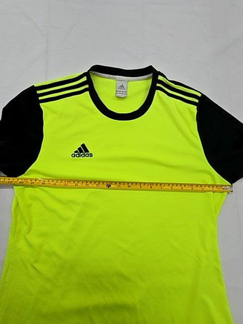 Adidas Men's L Yellow Soccer Jersey Short Sleeve Striped Climacool