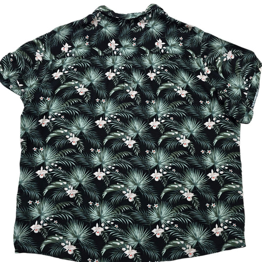 Riverso Men's Black Shirt – Size 5XL, Floral, Short Sleeve