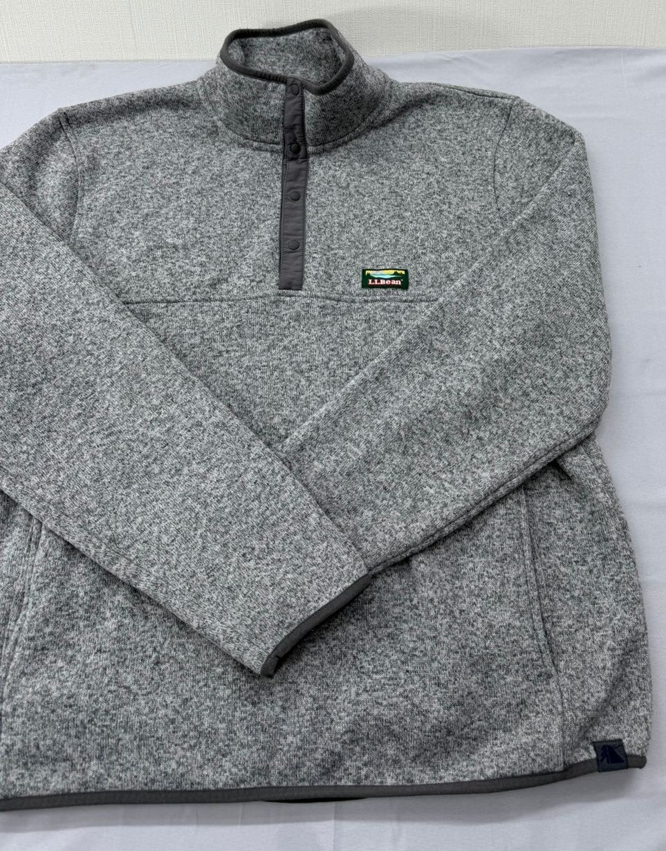 L.L.Bean Men's Gray Quarter-Zip Fleece Pullover XL