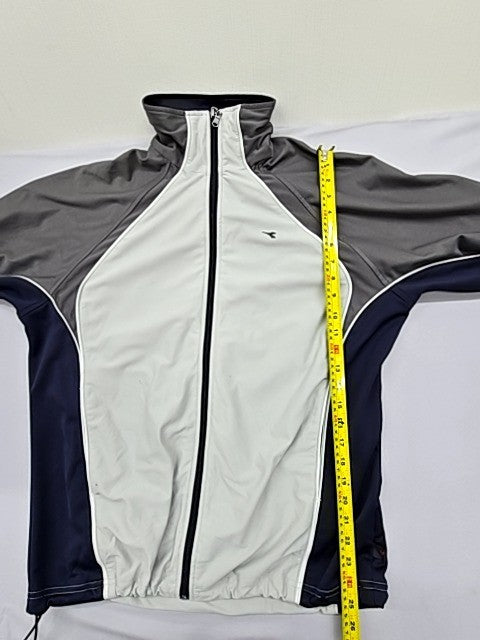 Diadora Men's Track Jacket Legacy L White Grey Navy Vintage