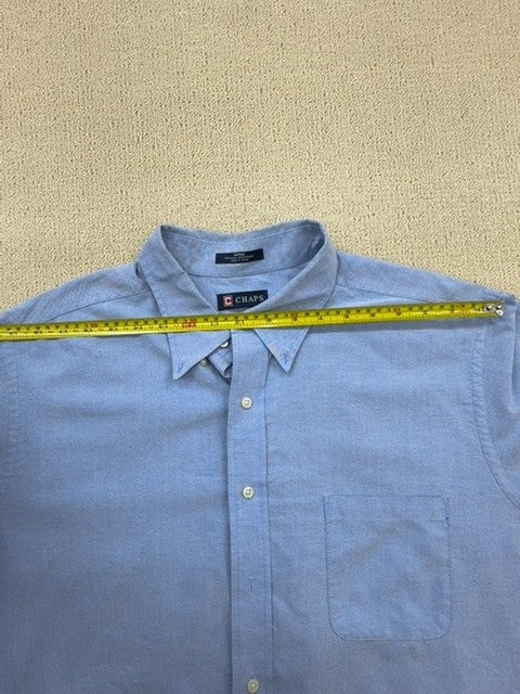 Chaps Men's XL Light Blue Wrinkle Free Oxford Dress Shirt 17-17.5" 36/37"