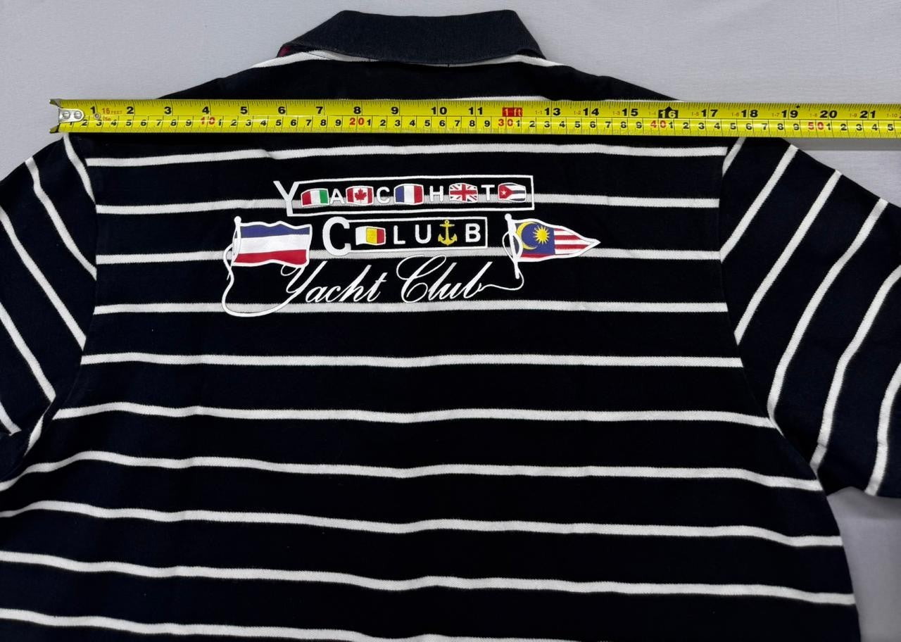 Nagata Denim Style Men's Black Striped Polo Shirt Size XXL Made in Italy