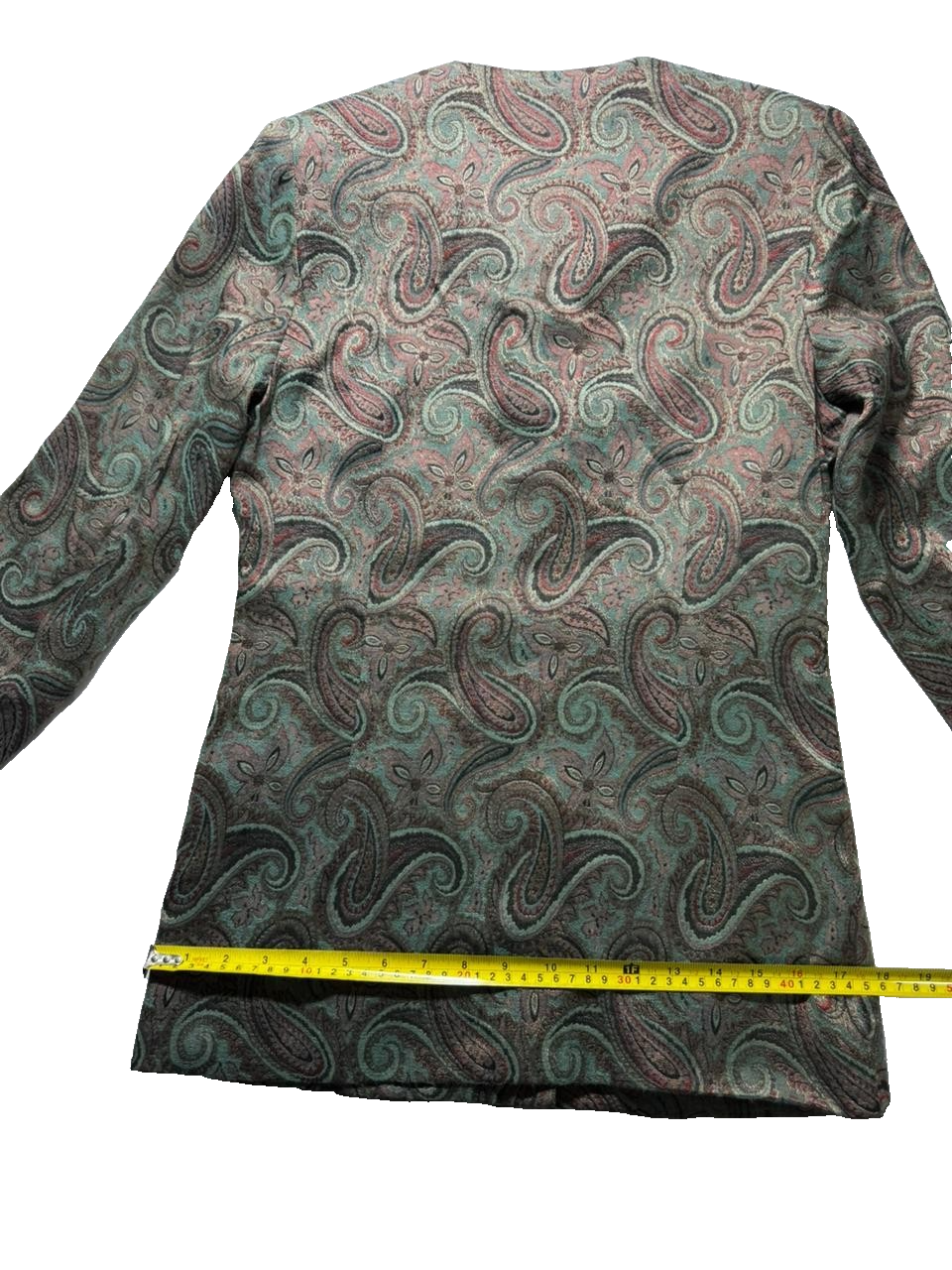 Vintage Paisley Printed Set Top And Skirt Green Brown Retro Women's Size 12