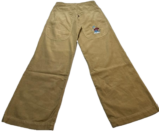 Unverified Brand Unisex Brown Pants – Size 38, Wide Leg, Embroidered