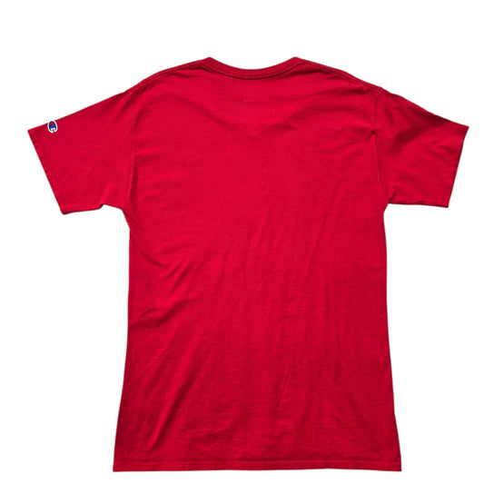 Champion Men's Red T-Shirt – Size M, V-Neck, Cotton