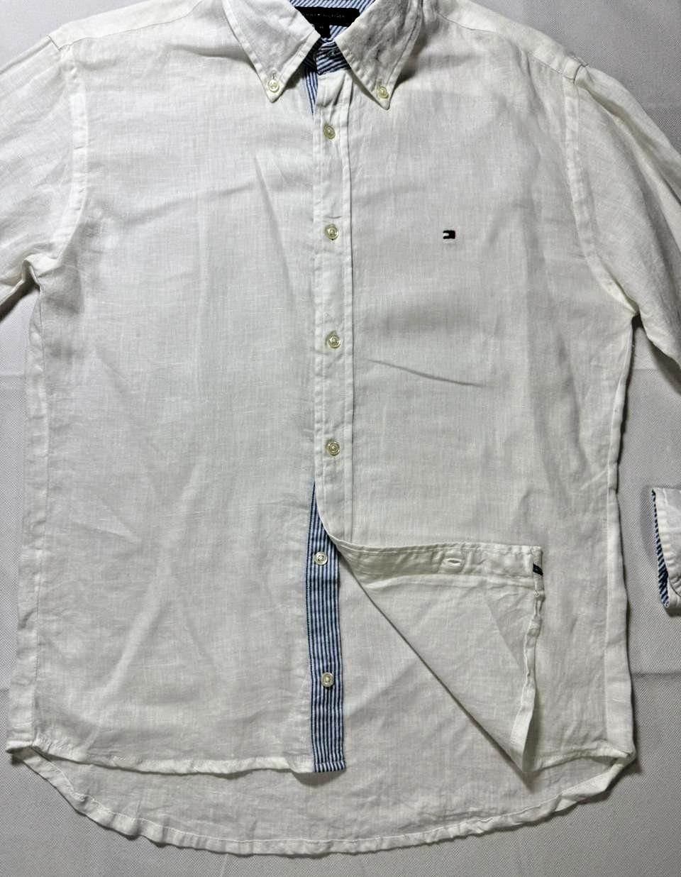 Tommy Hilfiger Follow Flag Detail Linen Relaxed Fit Shirt - Size M