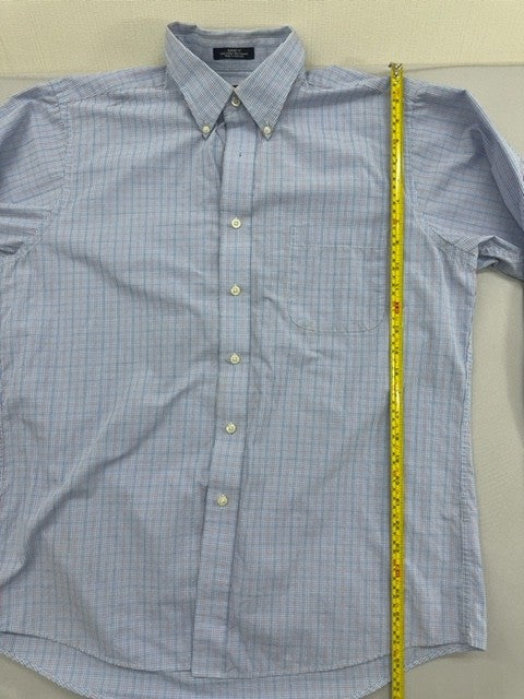 Chaps Men's Blue Plaid Dress Shirt L 15.5x32/33 Wrinkle Free