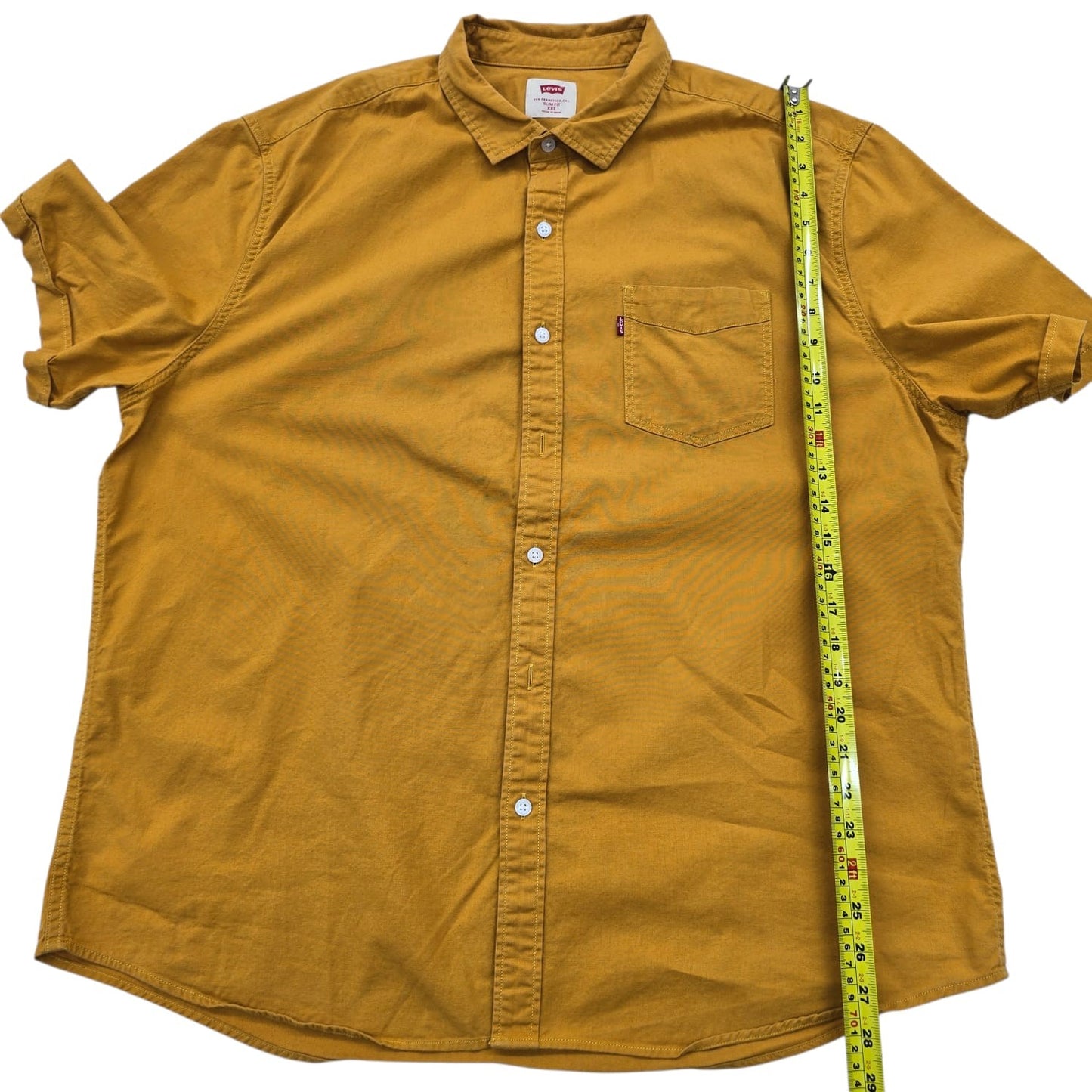 Levi's Men's Golden Yellow Slim Fit Short Sleeve Shirt XXL