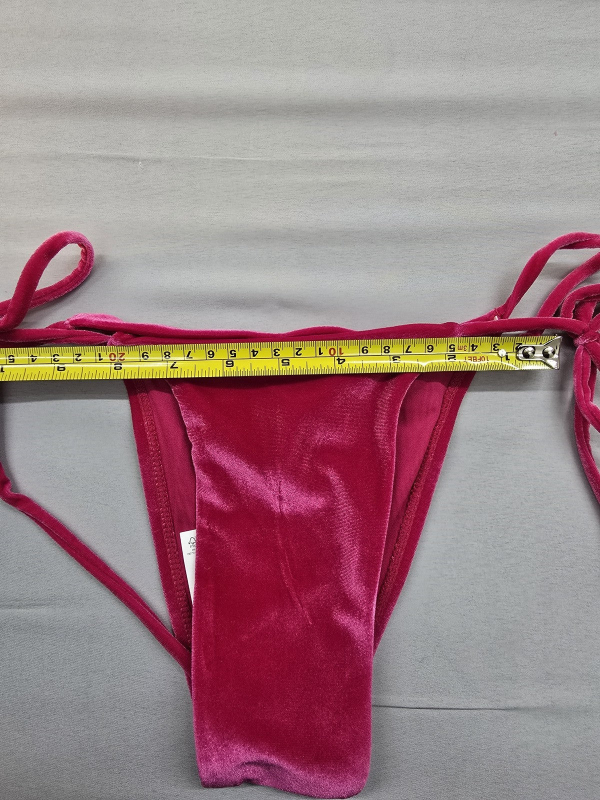Bershka Women's Magenta Velvet Tanga Swimsuit Size L Tie Sides