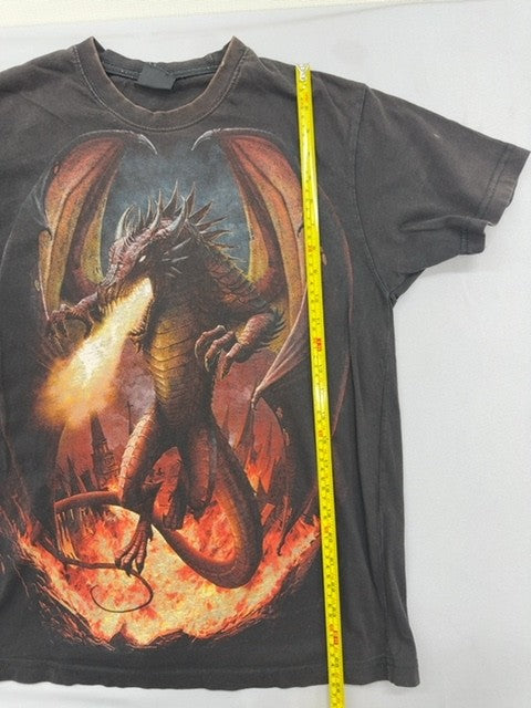 Spiral Black Dragon Fantasy Men's T-Shirt M Cotton Crew