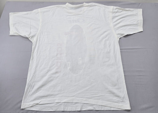 Vintage Adidas Men's White T-Shirt – Size L, One-off pre-loved from Artistic